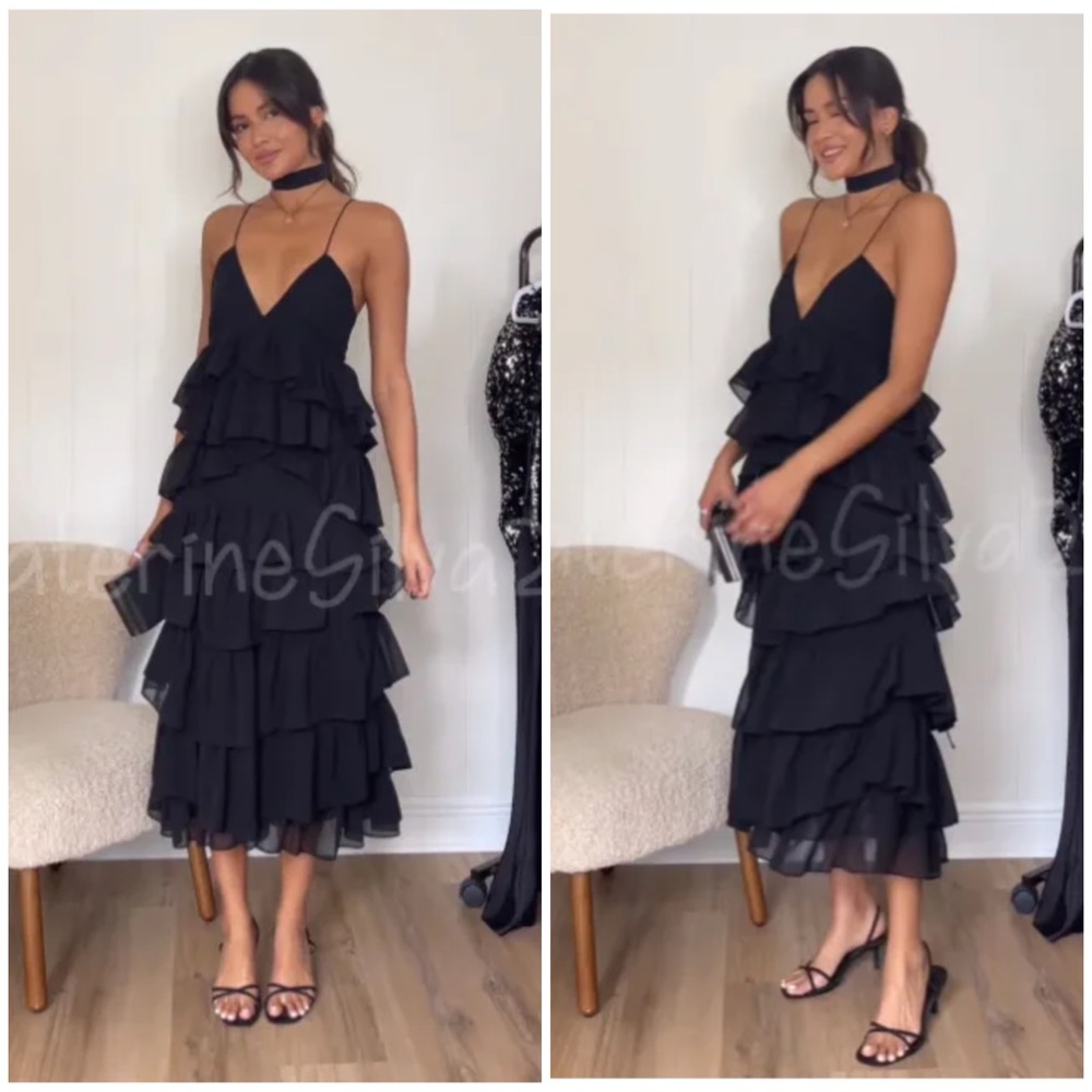 Zara frilled ruffle midi dress
